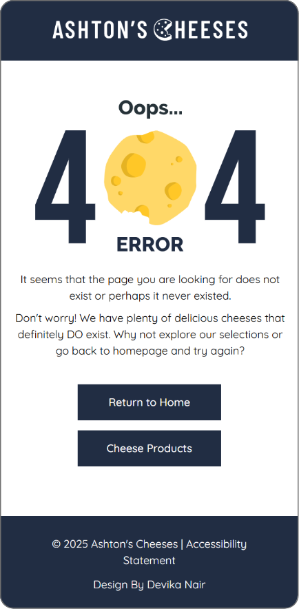 Mobile custom 404 error pages.