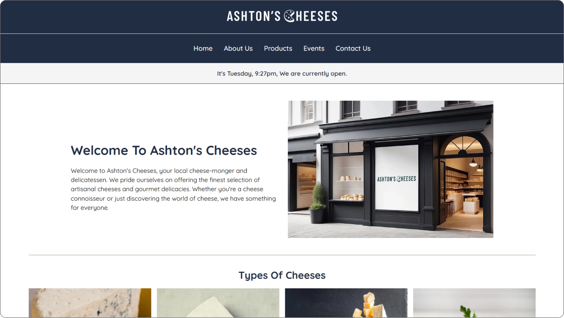 Ashton's Cheeses Hero Banner