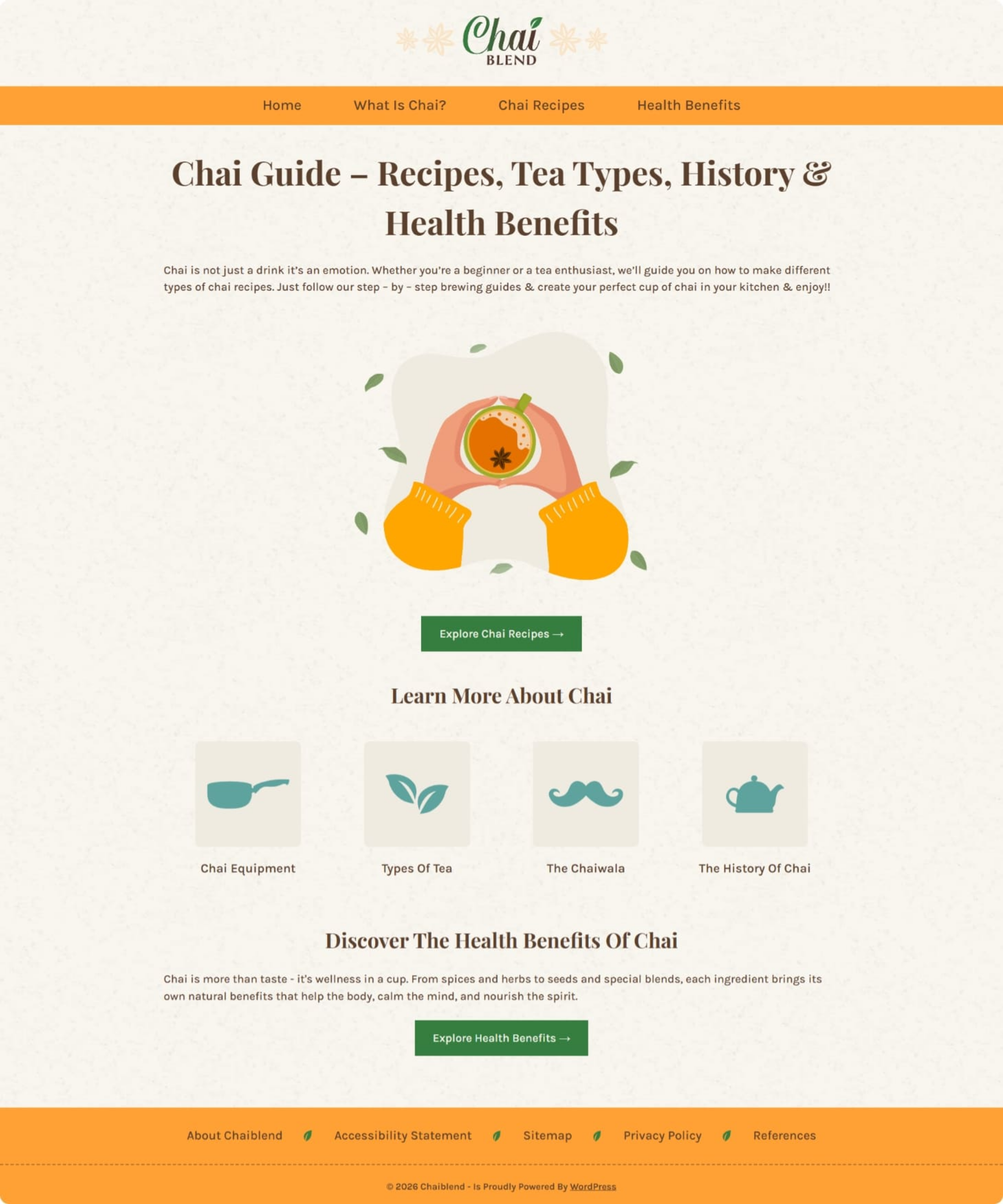 Homepage of chaiblend