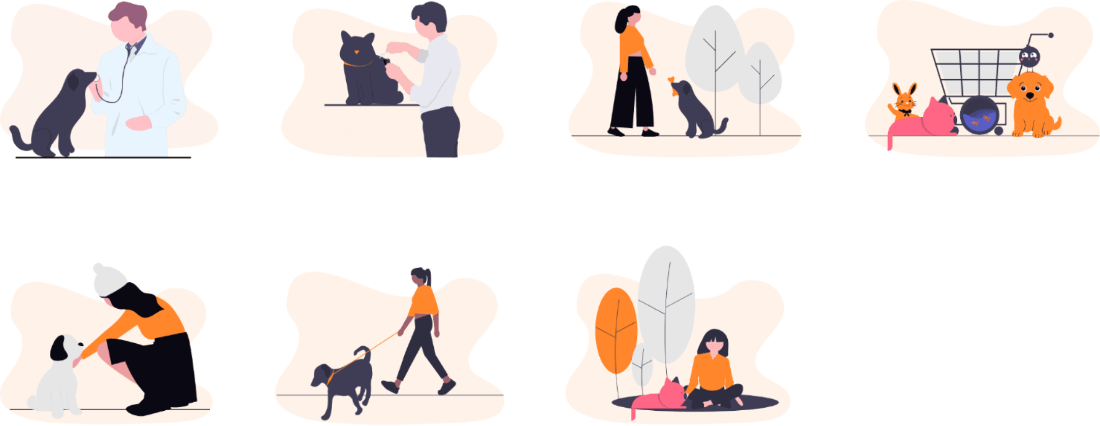 Illustrations of different services.