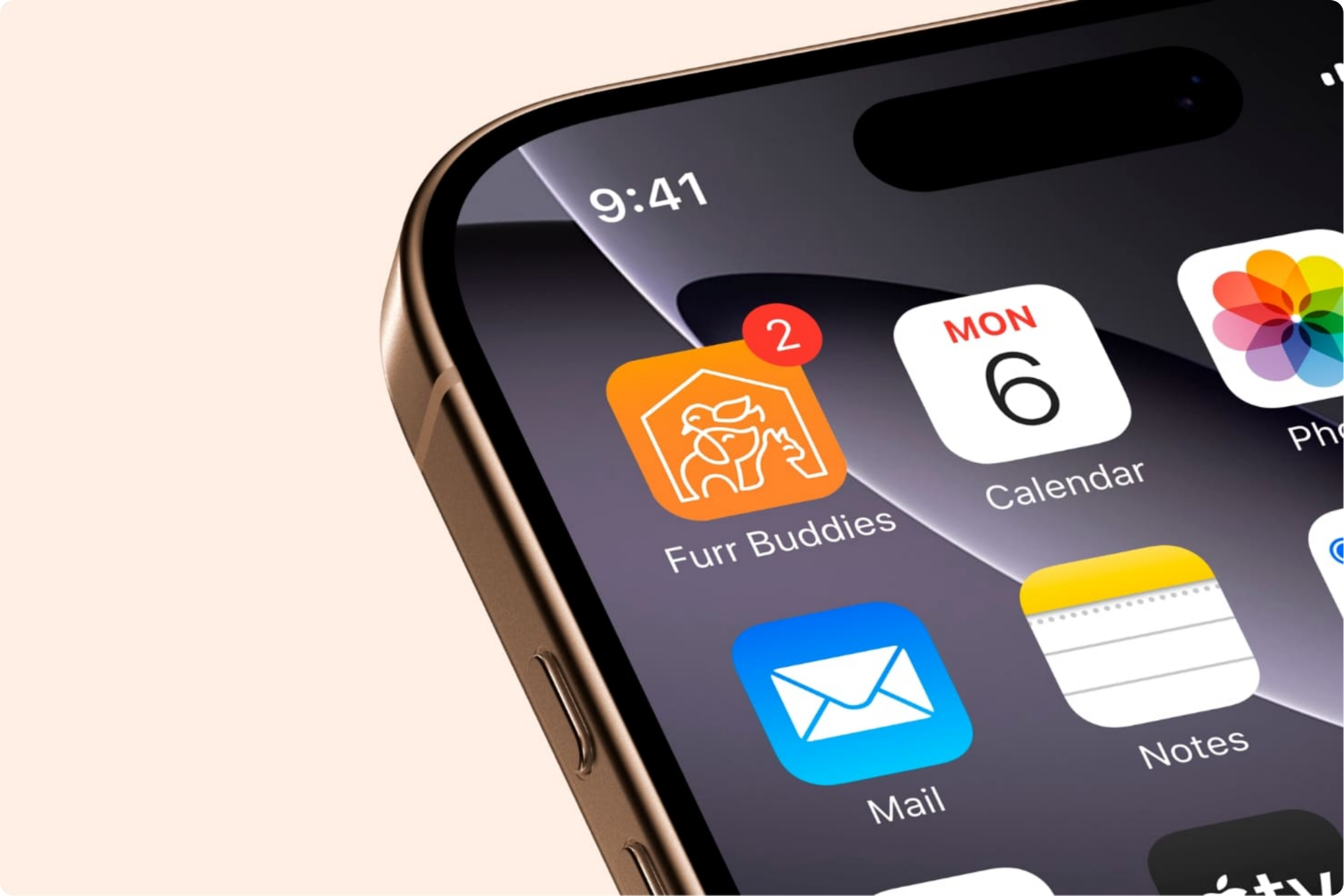 iPhone home screen featuring the Furr Buddies app icon.