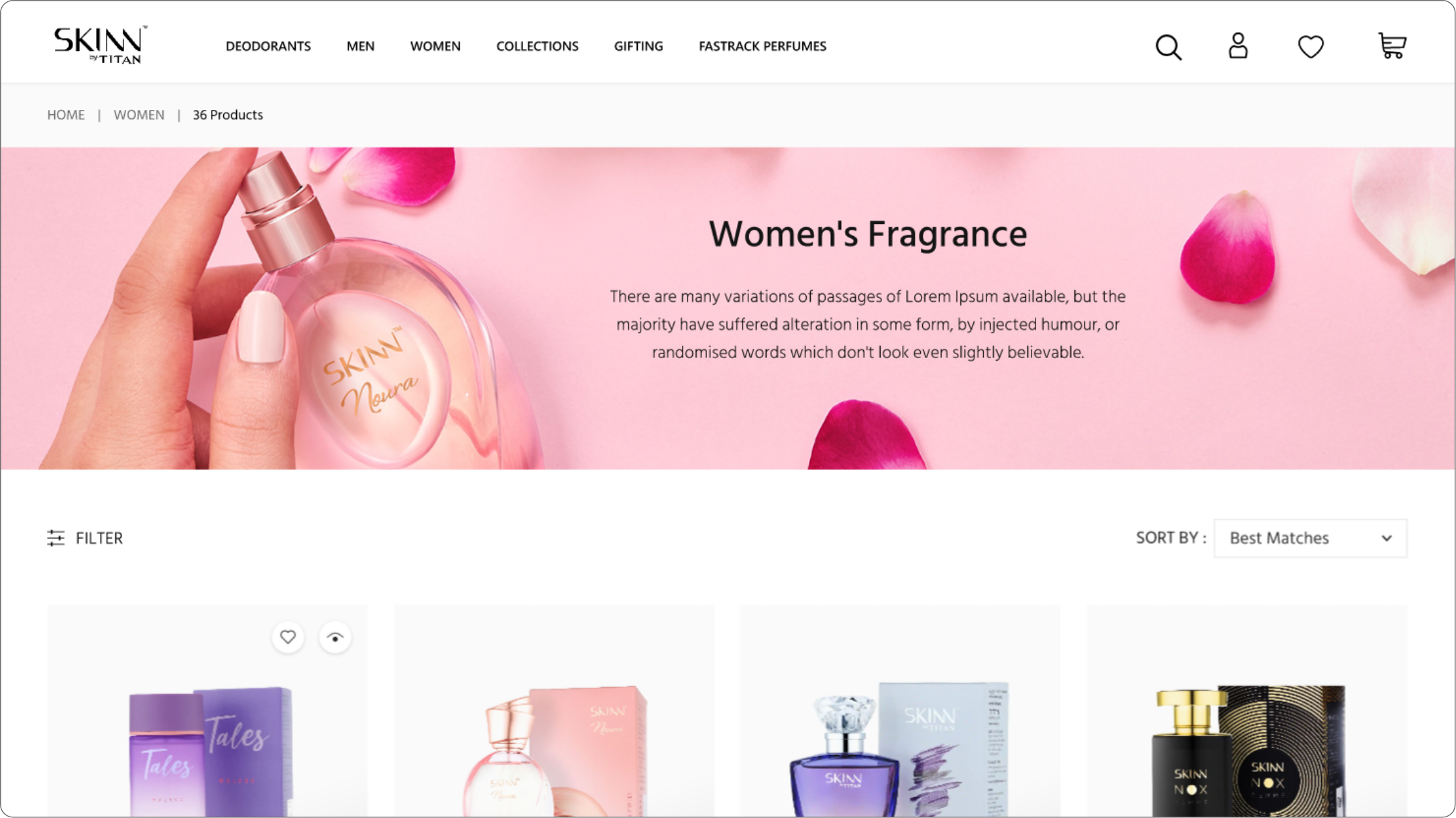 Desktop Product Listing Page UI design in XD.